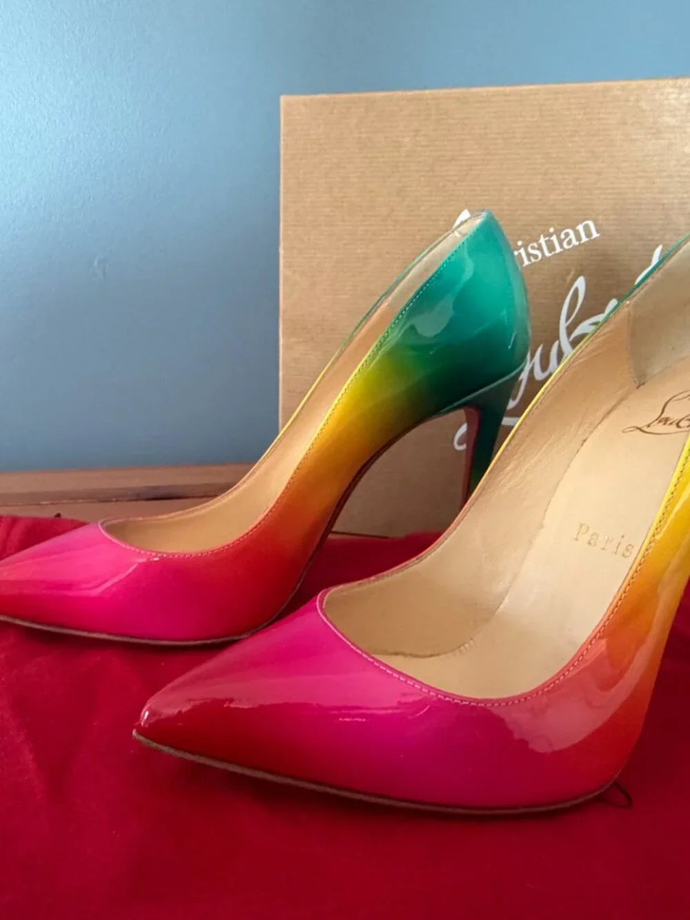 Christian Louboutin Rainbow Ombré Pigalle Follies 100 Pumps 36.5